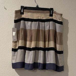 Dalia A-Line Skirt with Stripes - Black, Gray, Tan